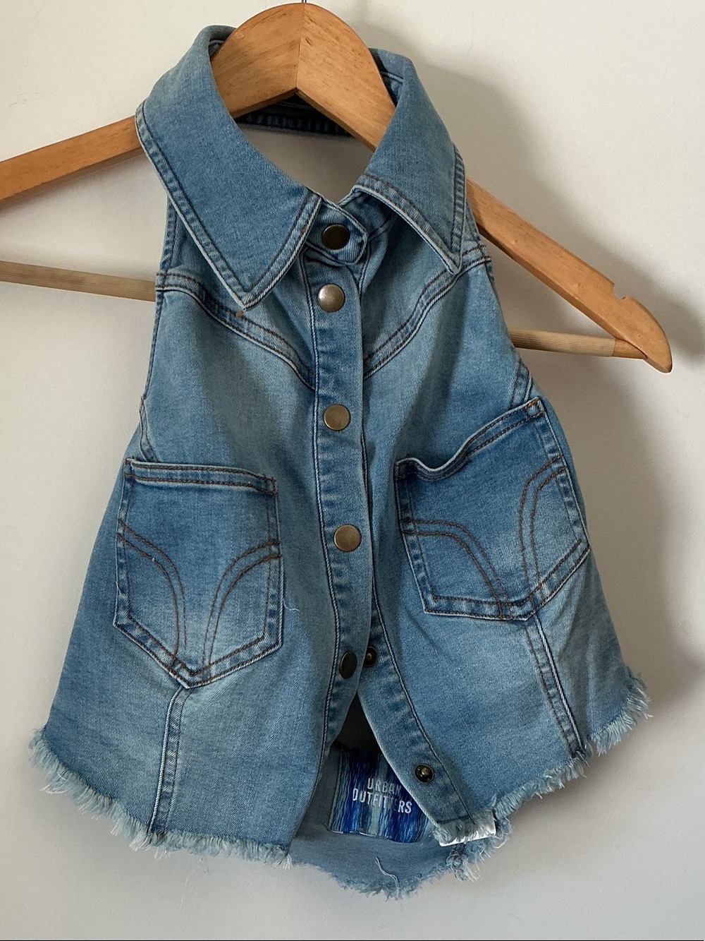 URBAN OUTFITTERS Denim Sleeveless Jacket for Women- Light Blue